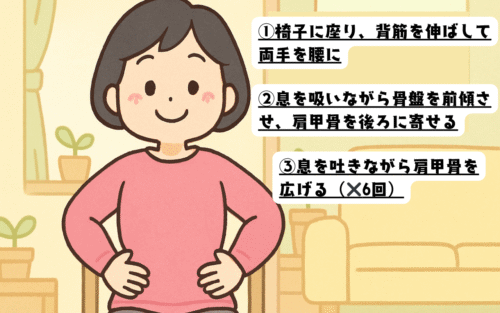 ステップ2肩こり ストレッチ イラスト