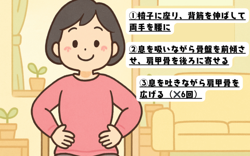 ステップ2肩こり ストレッチ イラスト