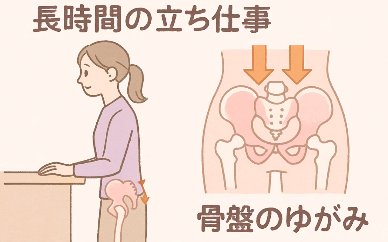 立ち仕事で骨盤が歪む？