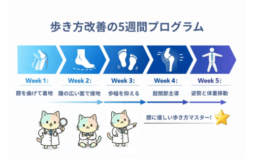 歩き方改善の5週間プログラム：週ごとに1つずつポイントをマスター